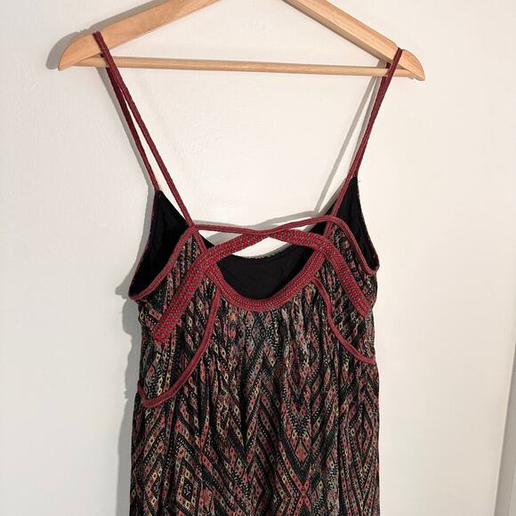 Free People Periscopes in The Sky Mini Babydoll Boho Dress | Red Black | SZ S - Picture 7 of 10